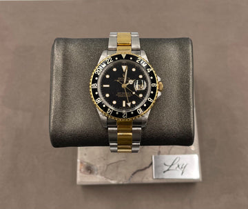 Pre-owned Rolex Men's GMT-Master II 40mm ref.16713 Black Dial Aluminum Bezel on Oyster w/Box & Service Card