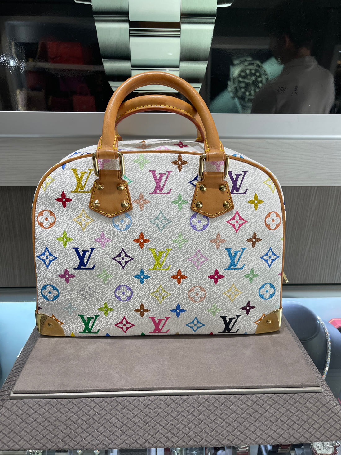 Pre-owned Louis Vuitton Multicolor Murakami Trouville in White