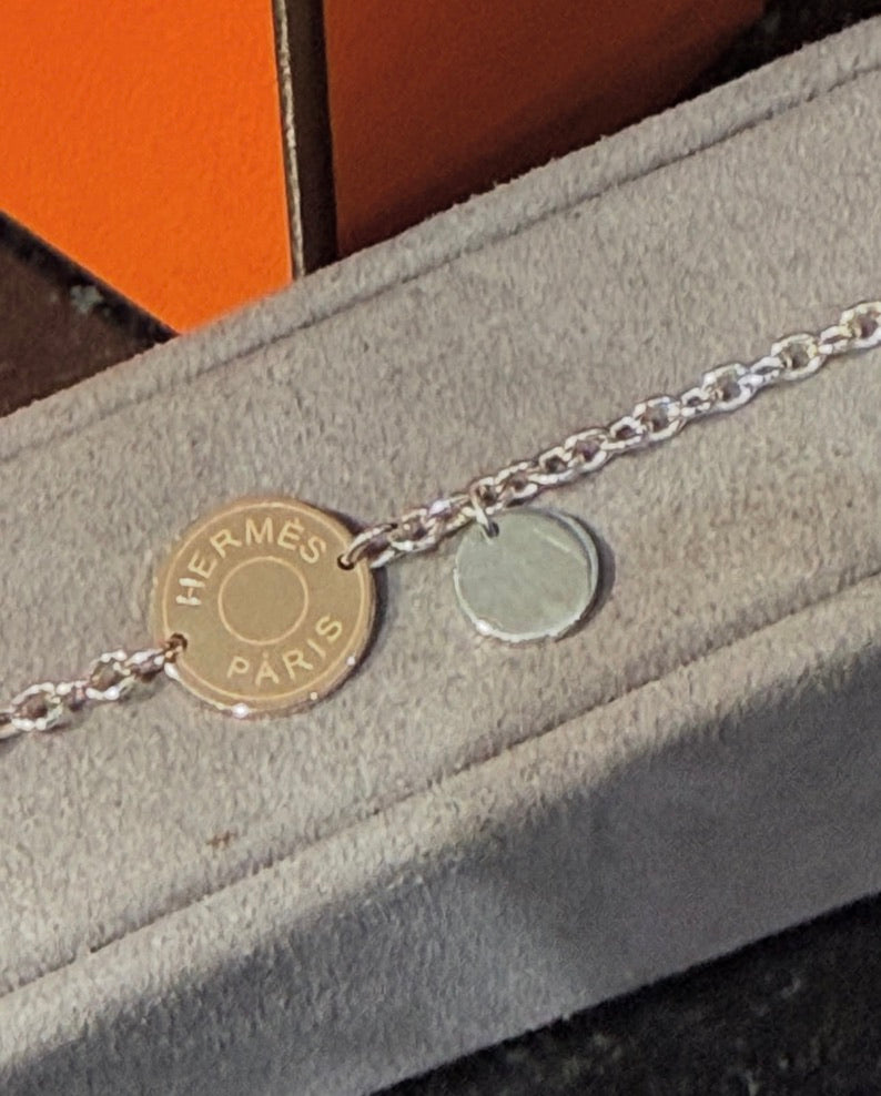 Hermès Ex-libris Bracelet  Rose Gold & Sterling Silver