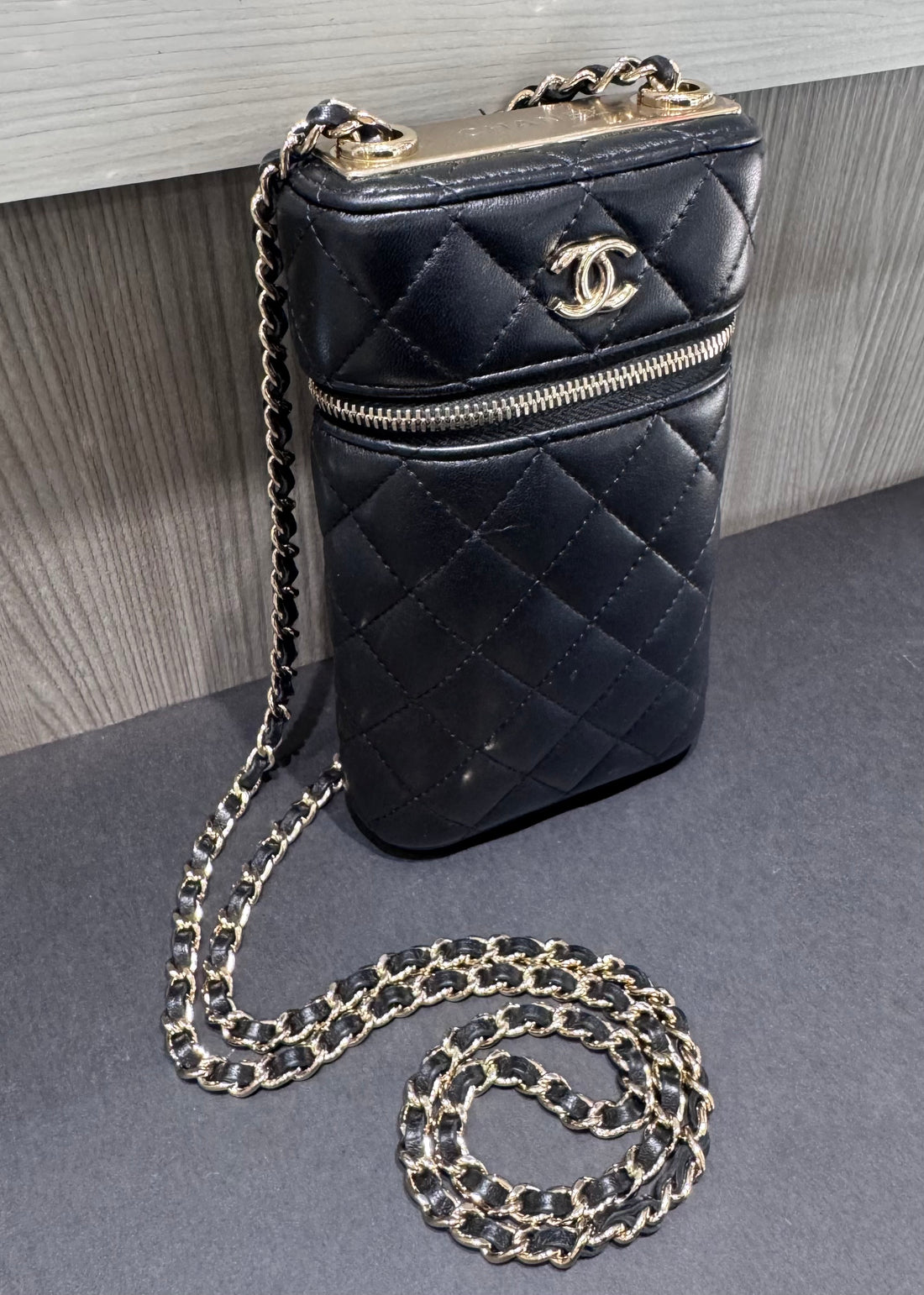 Pre-owned Chanel Classic Vanity Phone Holder with Chain (2020–2021)