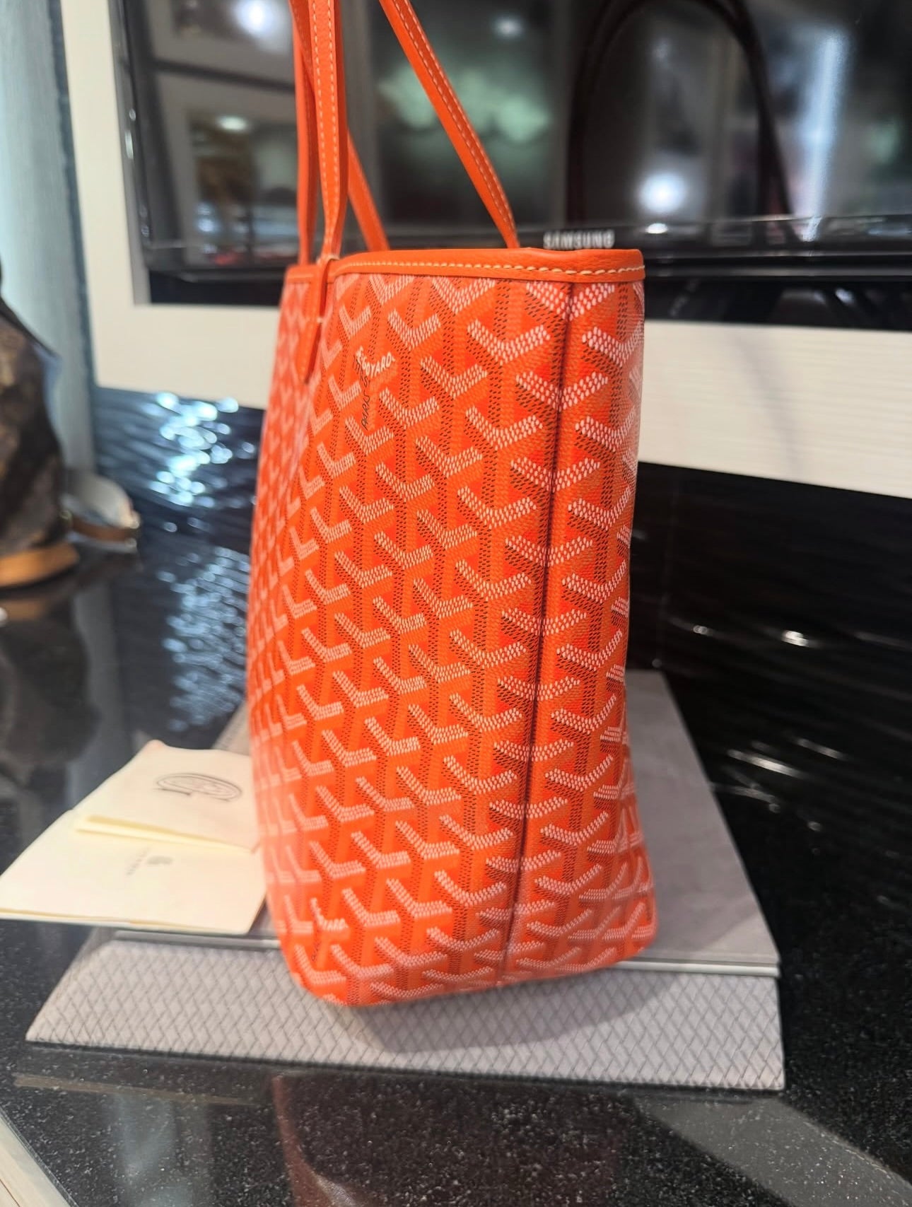 Pre-owned Goyard Chien Gris bag in Orange Goyardine