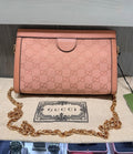 Pre-owned Gucci Ophidia Structured Shoulder Bag in Pink GG Canvas (Style #503877)