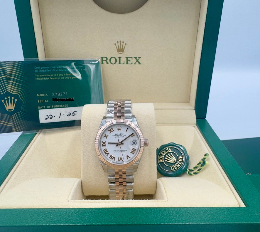 Unworn Rolex Lady-Datejust 31mm ref.278271 White Roman Dial on Jubilee