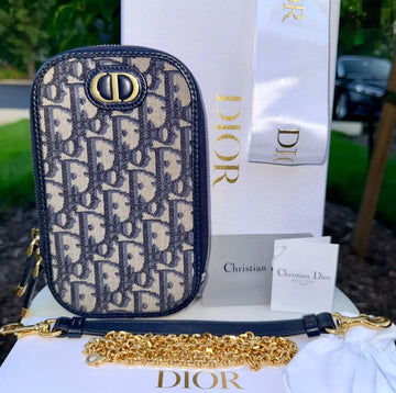 Pre-owned Christian Dior 30 Montaigne Dior Oblique Phone Holder Crossbody