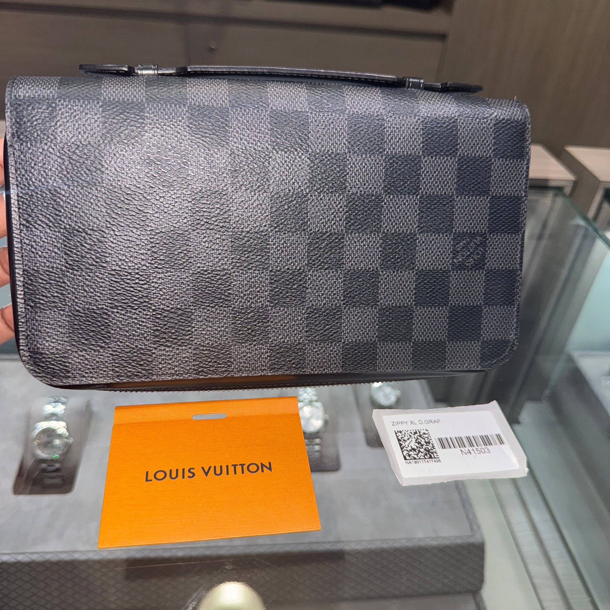 Pre-Owned Louis Vuitton XL Zippy Wallet Damier Graphite N41503