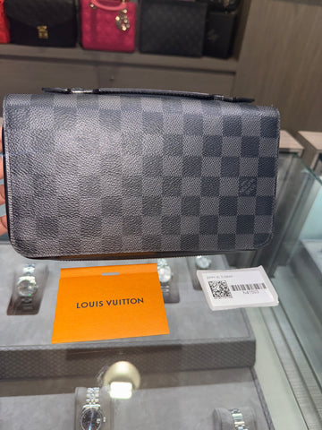 Pre-Owned Louis Vuitton XL Zippy Wallet Damier Graphite N41503