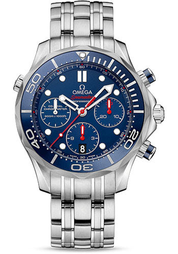 Omega Seamaster Diver 300 M Co-Axial Chronograph Watch - 44 mm Steel Case - Unidirectional Bezel - Blue Dial - 212.30.44.50.03.001