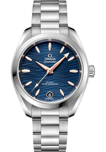 Omega Seamaster Aqua Terra 150M Co-Axial Master Chronometer Watch - 34 mm Steel Case - Waved Blue Dial - 220.10.34.20.03.001