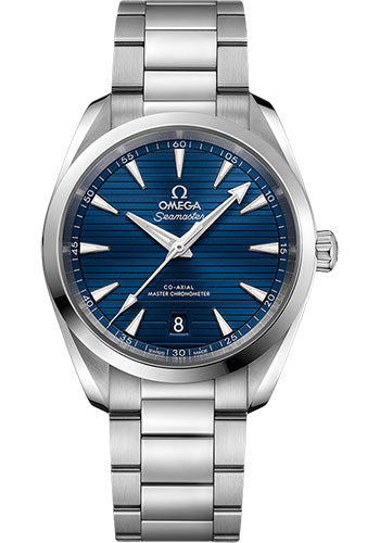 Omega Aqua Terra 150M Co-Axial Master Chronometer Watch - 38 mm Steel Case - Blue Dial - Brushed And Polished Steel Bracelet - 220.10.38.20.03.001