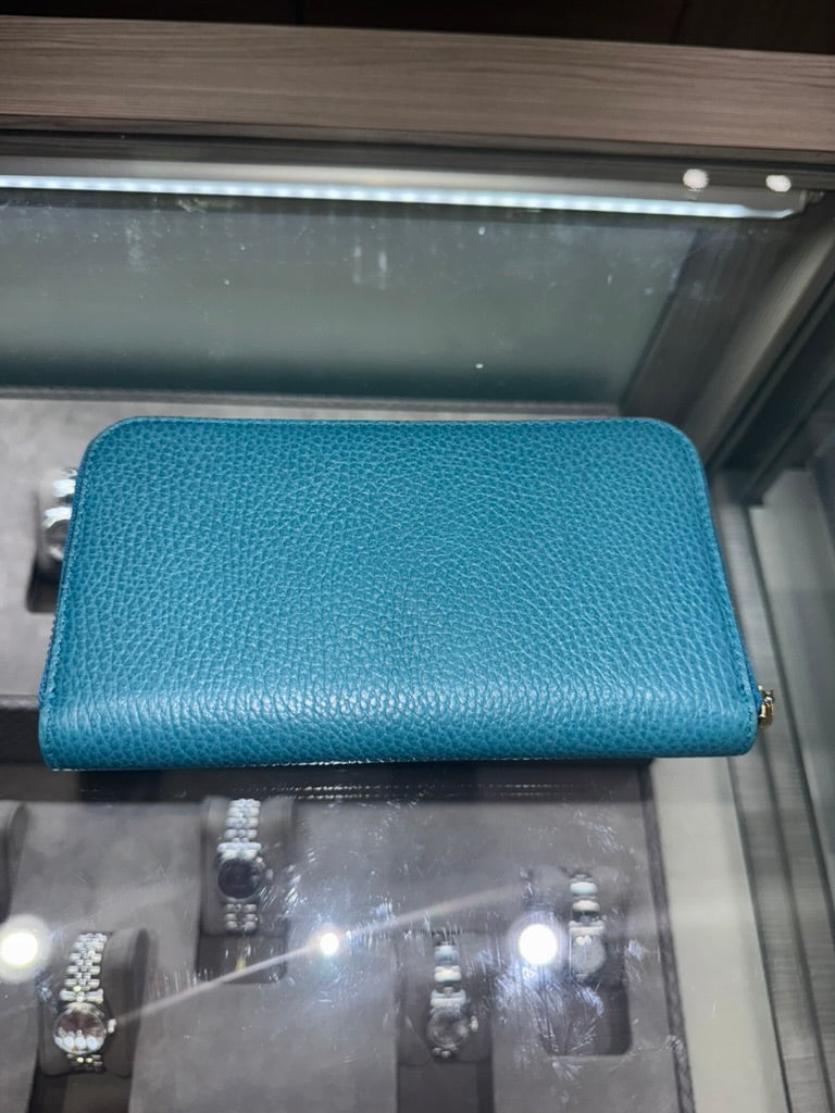 Pre-owned Gucci Teal Long Wallet pebbled leather Style: 449347