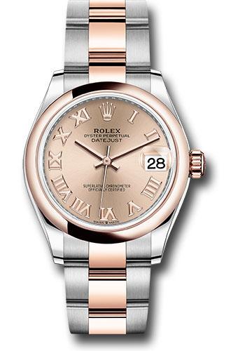 Rolex Steel and Everose Gold Datejust 31 Watch - Domed Bezel - Dark Rhodium Index Dial - Oyster Bracelet - 278241 roro