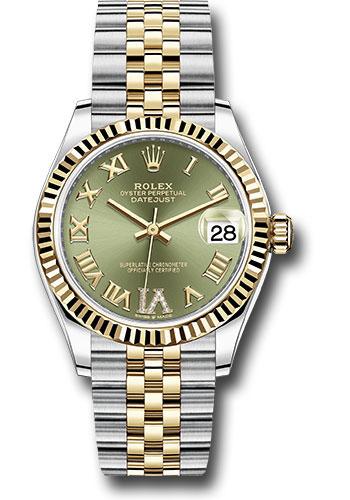 Rolex Steel and Yellow Gold Datejust 31 Watch - Fluted Bezel - Olive Green Diamond Roman Six Dial - Jubilee Bracelet - 278273 ogdr6j