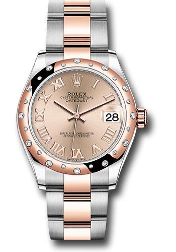 Rolex Steel and Everose Gold Datejust 31 Watch - 24 Diamond Bezel - Dark Rhodium Index Dial - Oyster Bracelet - 278341RBR roro