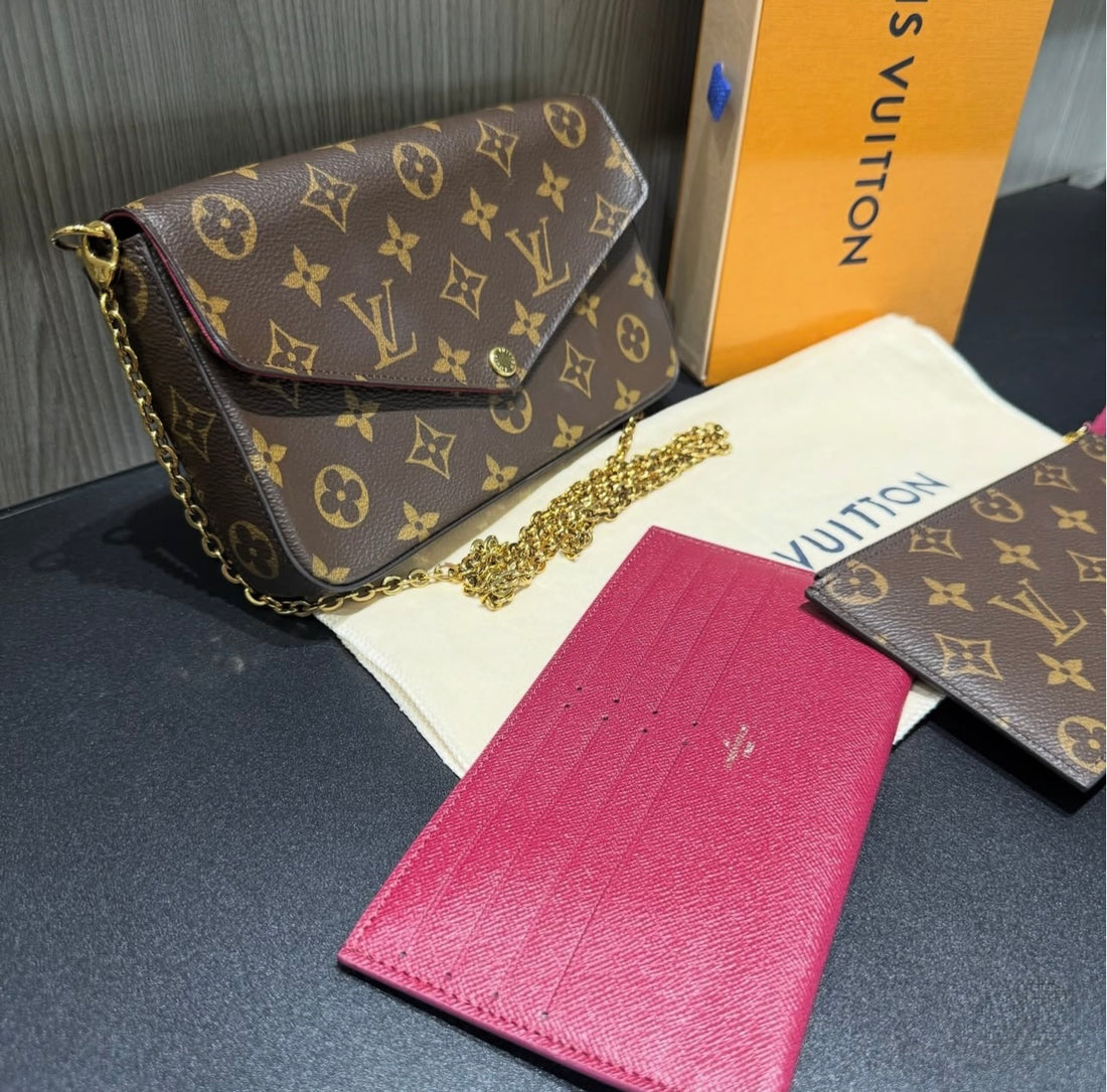 Pre-owned Louis Vuitton Felicie Crossbody Small Brown Canvas/Leather