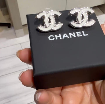 2025 Collection Chanel CC ENAMEL and SILVER earrings