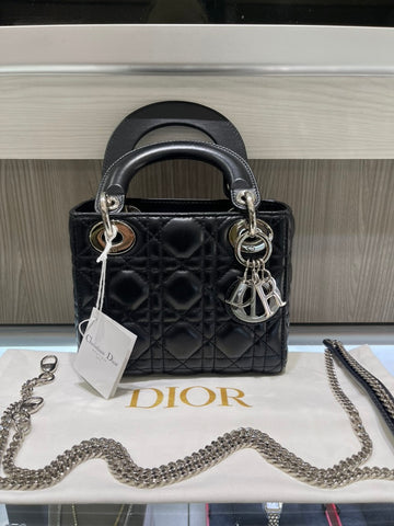 Pre-Owned Christian Dior Cannage Lady Dior Mini Black Lambskin (2019)