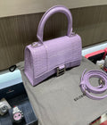 Pre-owned Balenciaga XS Hourglass Croc Light Lilac Purple Crossbody Bag