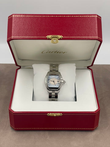 Pre-owned Cartier Ladies Roadster Ref. W62053V3 Stainless Steel, Blue & White Dial, Quartz