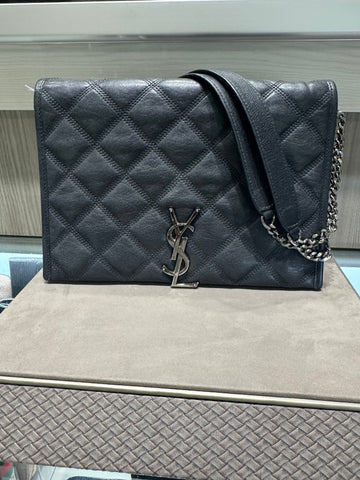 Pre-owned YSL Saint Laurent Becky Mini Monogram Black Distressed