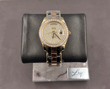 Unworn Rolex Men's Day-Date Masterpiece 39mm ref. 18948 Pave Diamond Dial Diamond Dial on Pearlmaster Bracelet w/Box & Card (2022)