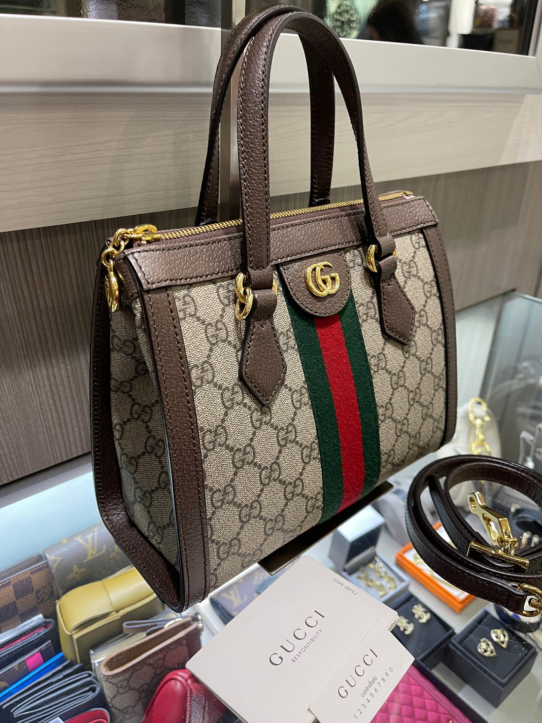 Pre-owned Gucci Small Ophidia Tote (Style #547551)