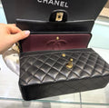 Pre-owned Chanel Black Medium Classic Double Flap Bag w/ GHW