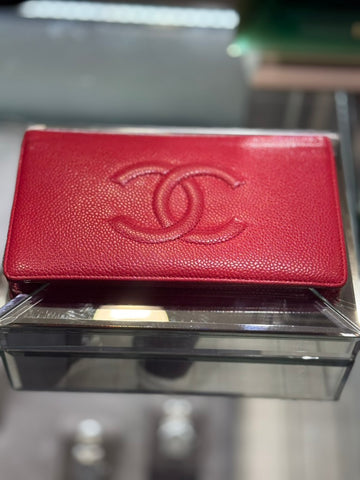 Pre-owned Chanel CAVIAR Red Wallet Vintage 18959087 (2013-2014)