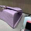 Pre-owned Balenciaga XS Hourglass Croc Light Lilac Purple Crossbody Bag