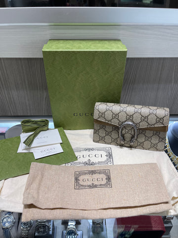 Pre-owned Gucci Dionysus GG Shoulder Bag Mini Brown Suede