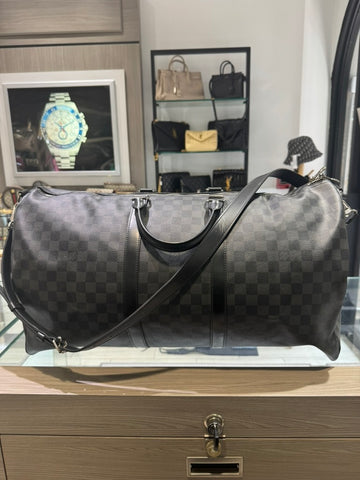 Pre-owned Louis Vuitton Keepall 55 Bandouliere Damier Graphite LA1260 (2020)