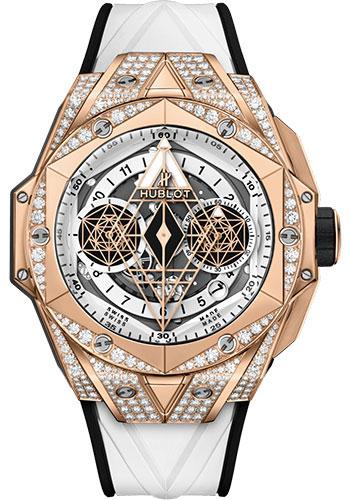 Hublot Big Bang Sang Bleu II King Gold White Pave Watch - 45 mm - White Skeleton Dial - White and Black Rubber Strap-418.OX.2001.RX.1604.MXM20