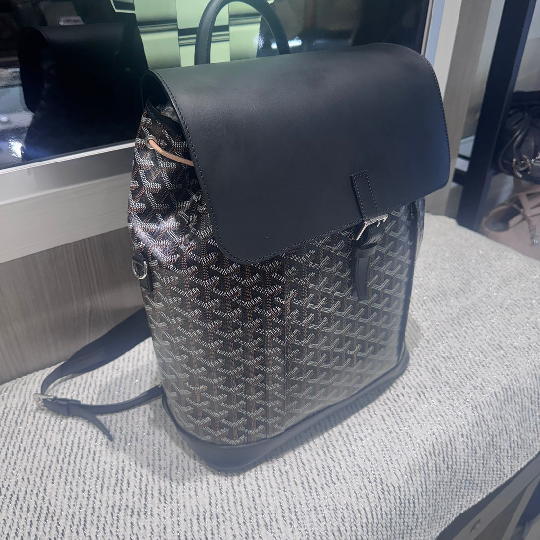 Pre-Owned Goyard Alpin MM Backpack in Black Goyardine