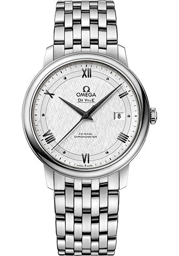 Omega De Ville Prestige Co-Axial Watch - 39.5 mm Steel Case - White Silvery Dial - 424.10.40.20.02.005