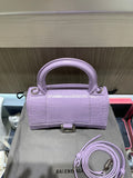 Pre-owned Balenciaga XS Hourglass Croc Light Lilac Purple Crossbody Bag