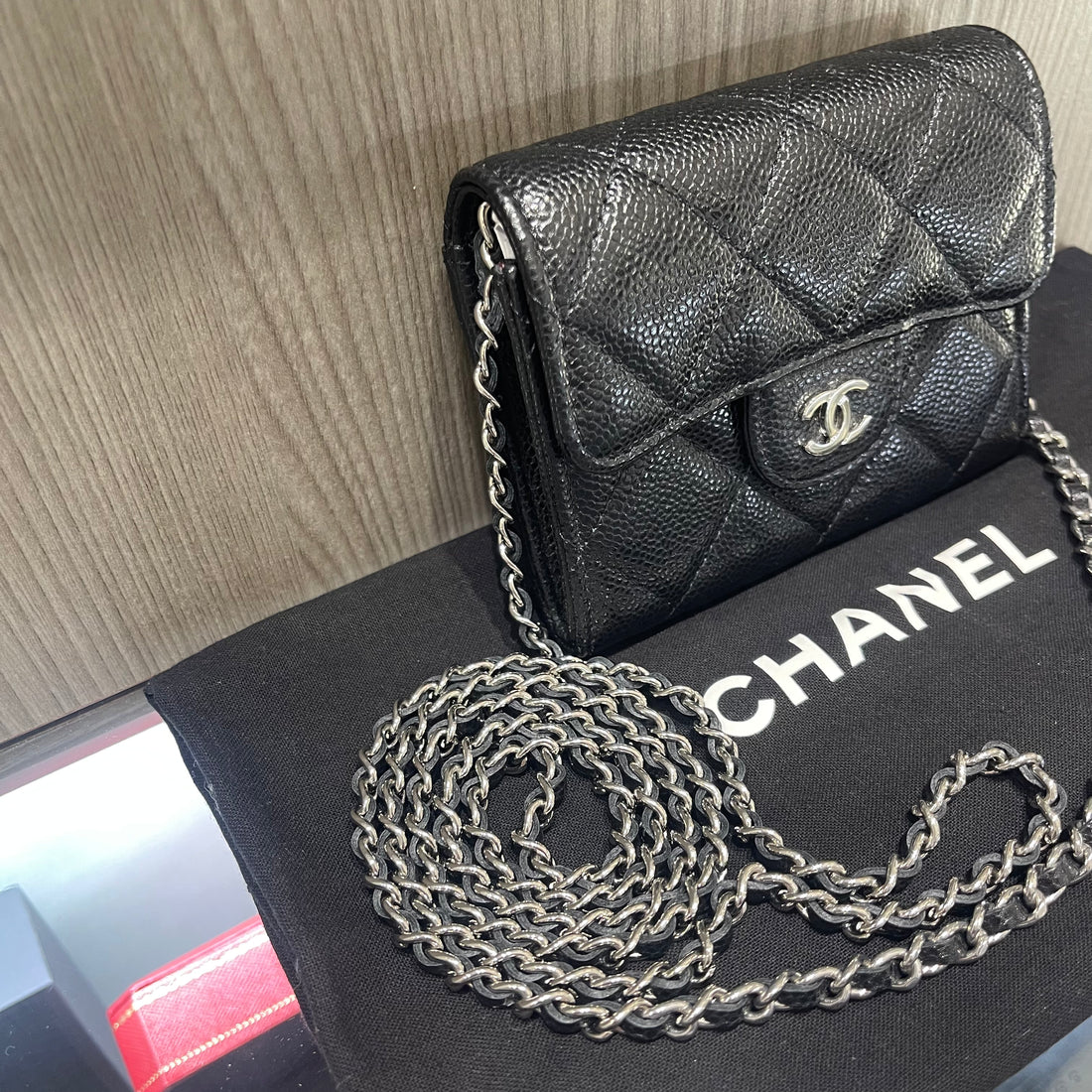 Pre-owned Chanel Classic Flap Card Holder with Chain
