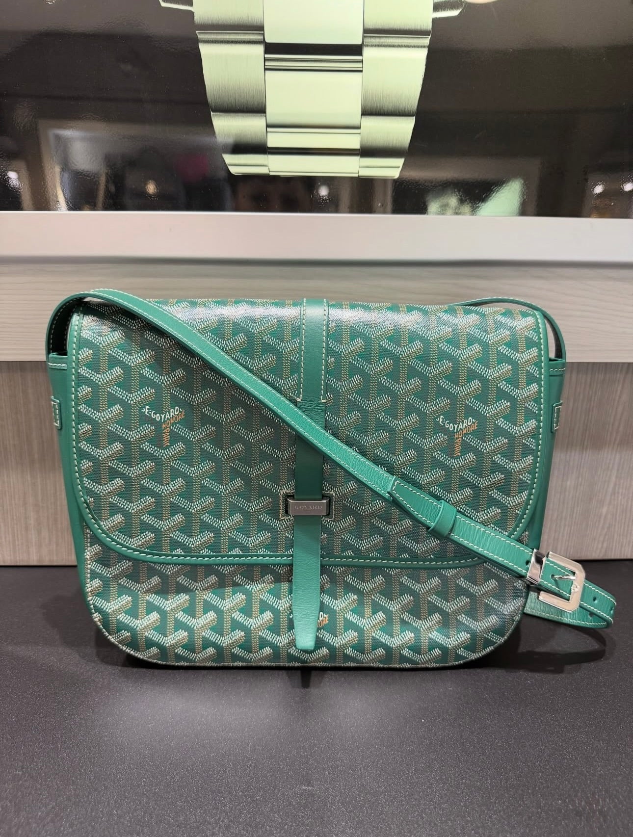 Pre-owned  Goyard Belvédère MM Messenger Bag in Green Goyardine (2019)
