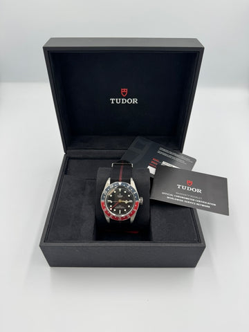 Unworn TUDOR Black Bay GMT 41mm Black Dial on Nato Strap 79830RB