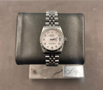 Pre-owned Rolex Ladies-Datejust 31mm ref. 78274 Factory Mother of Pearl Arabic Dial Fluted Bezel on Jubilee, K serial (2001), w/Box