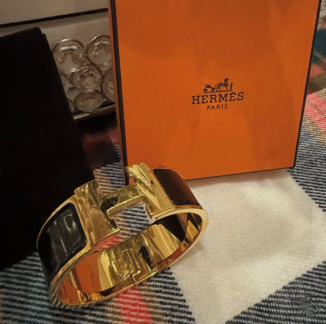 Pre-owned Hermès Wide Clic Clac H bracelet in Noir