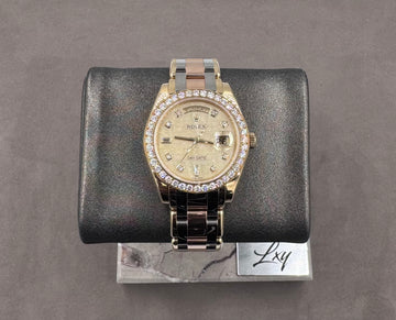 Unworn Rolex Men's Day-Date Masterpiece 39mm ref.18948 Champagne Mother of Pearl Diamond Anniversary Dial & Diamond Bezel w/Box & Card (2021)