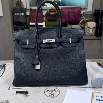 Pre-owned Hermès Birkin 35 Togo Noir Black Palladium Hardware 35cm Q Stamp (2013)