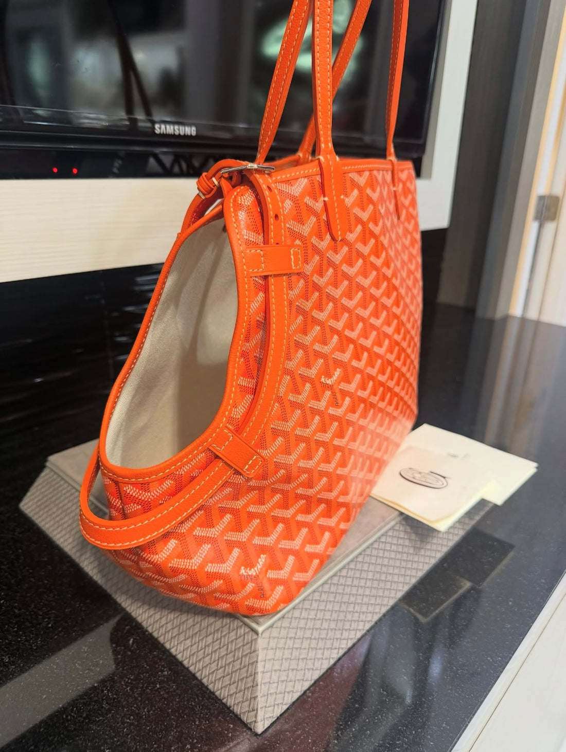 Pre-owned Goyard Chien Gris bag in Orange Goyardine