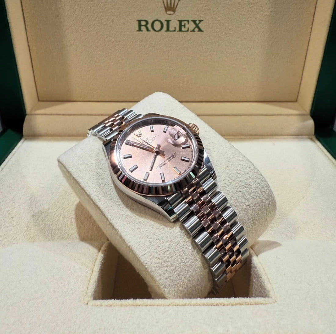 Unworn Rolex Ladies 31mm Everose and Stainless w/ Rosé colour dial