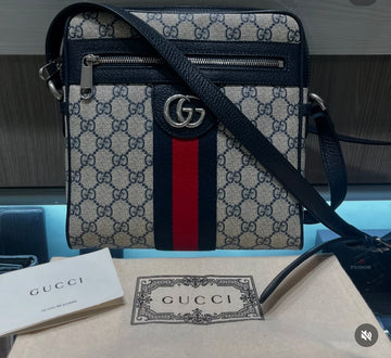 Pre-owned Gucci Ophidia small messenger bag Navy red Web Crossbody