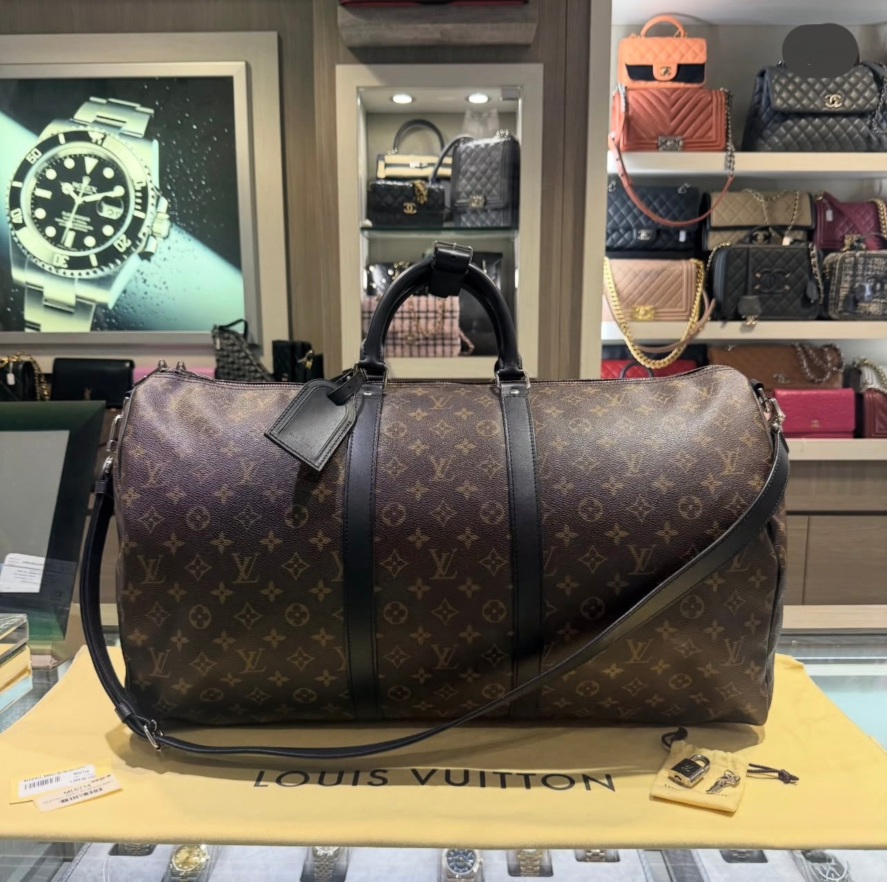 Pre-owned Louis Vuitton Keepall 55 Bandouliere Monogram Macassar (2015)