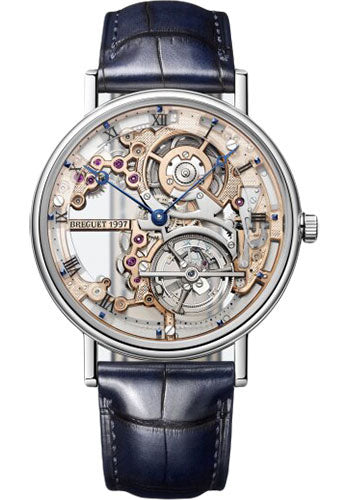 Breguet Classique Tourbillon Extra-Plat Squelette 5395 - Platinum Case - Skeleton Dial - Blue Leather Strap - 5395PT/RS/9WU