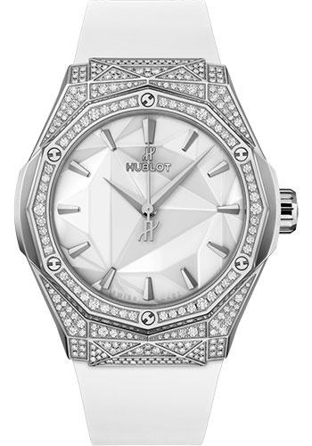 Hublot Classic Fusion Orlinski Titanium White Pave Watch - 40 mm - White Dial - White Smooth Rubber Strap-550.NS.2200.RW.1604.ORL20