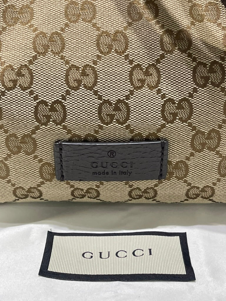 Pre-Owned Gucci GG Canvas Logo Drawstring Backpack Dark Brown