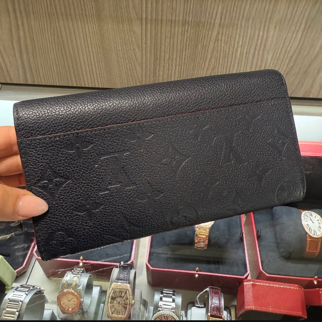Pre-owned Louis Vuitton Sarah Wallet Blue Marine Navy Empreinte CA4169 (2019)