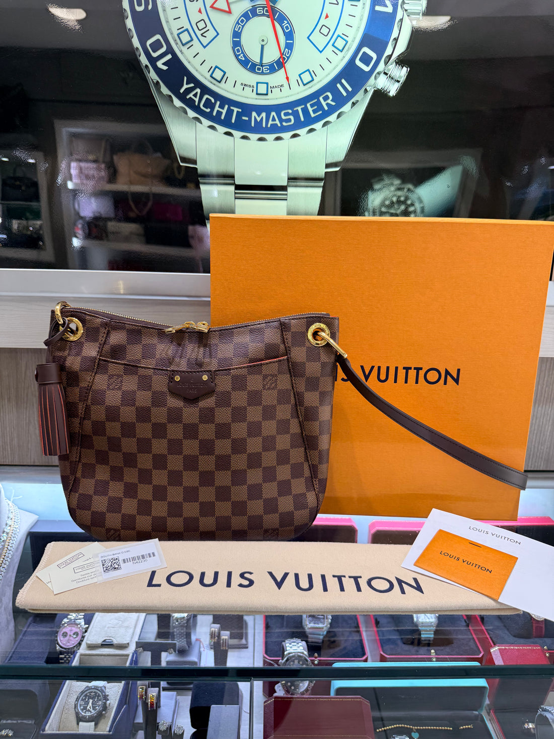 Pre-owned Louis Vuitton South Bank Besace Shoulder Bag Brown Canvas Damier (2020)